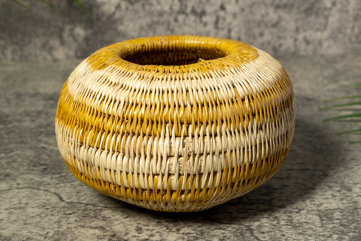 Gold and White Rainforest Vintage Basket