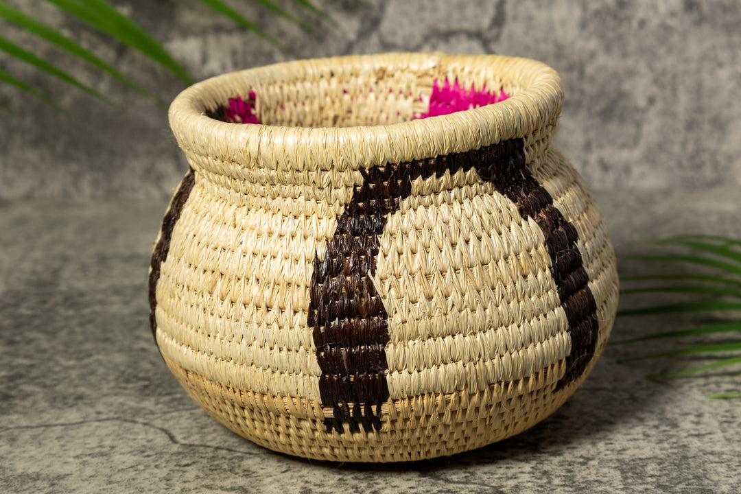 Pink and Black Rainforest Vintage Basket