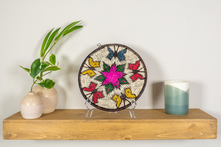 Rainbow of Color Butterfly Basket Plate