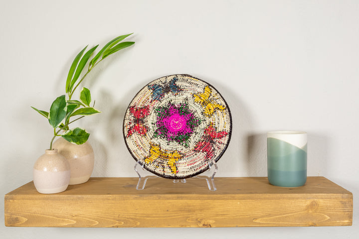 Rainbow of Color Butterfly Basket Plate