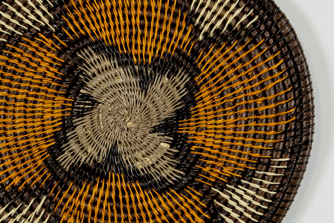 Gold Hibiscus Flower Basket Plate