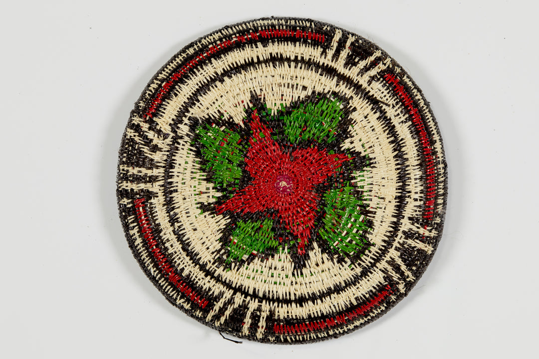 Red And Green Spiral Flower Small Basket Plate