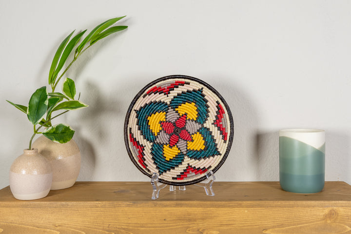 Red Center Flower Blossom Small Basket Plate