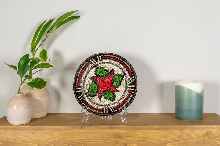 Red And Green Spiral Flower Small Basket Plate