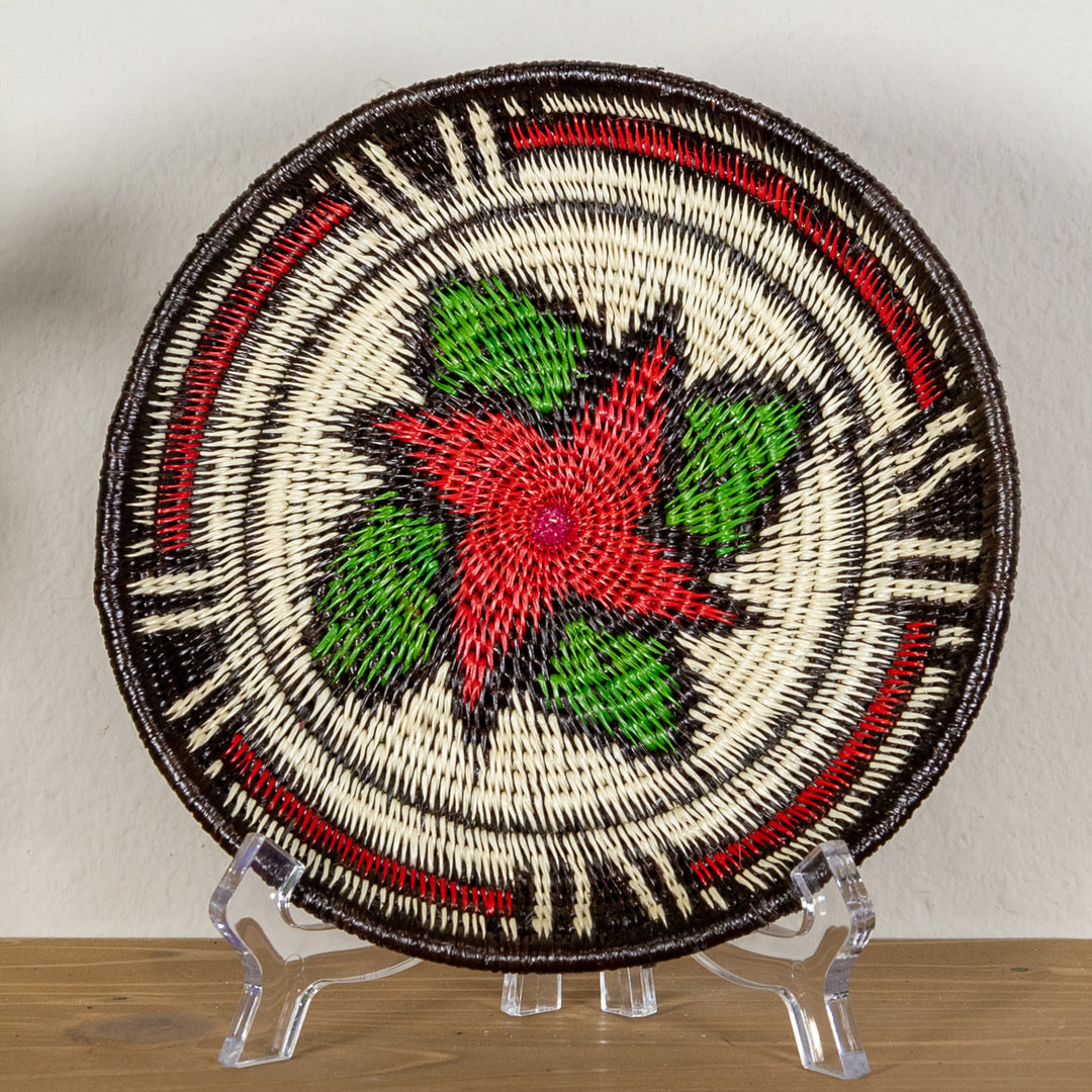 Red And Green Spiral Flower Small Basket Plate