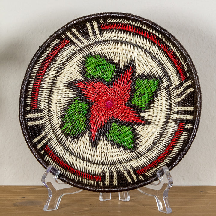 Red And Green Spiral Flower Small Basket Plate