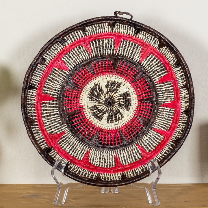 Black Red And White Solar Sunrise Basket Plate