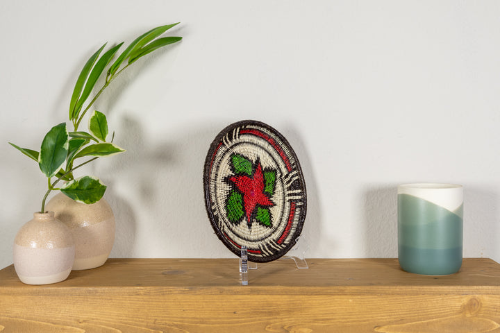 Red And Green Spiral Flower Small Basket Plate