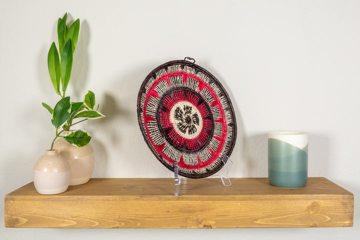 Black Red And White Solar Sunrise Basket Plate