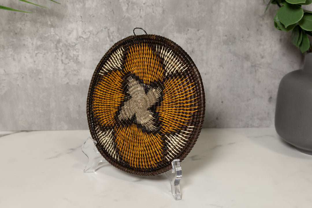 Gold Hibiscus Flower Basket Plate