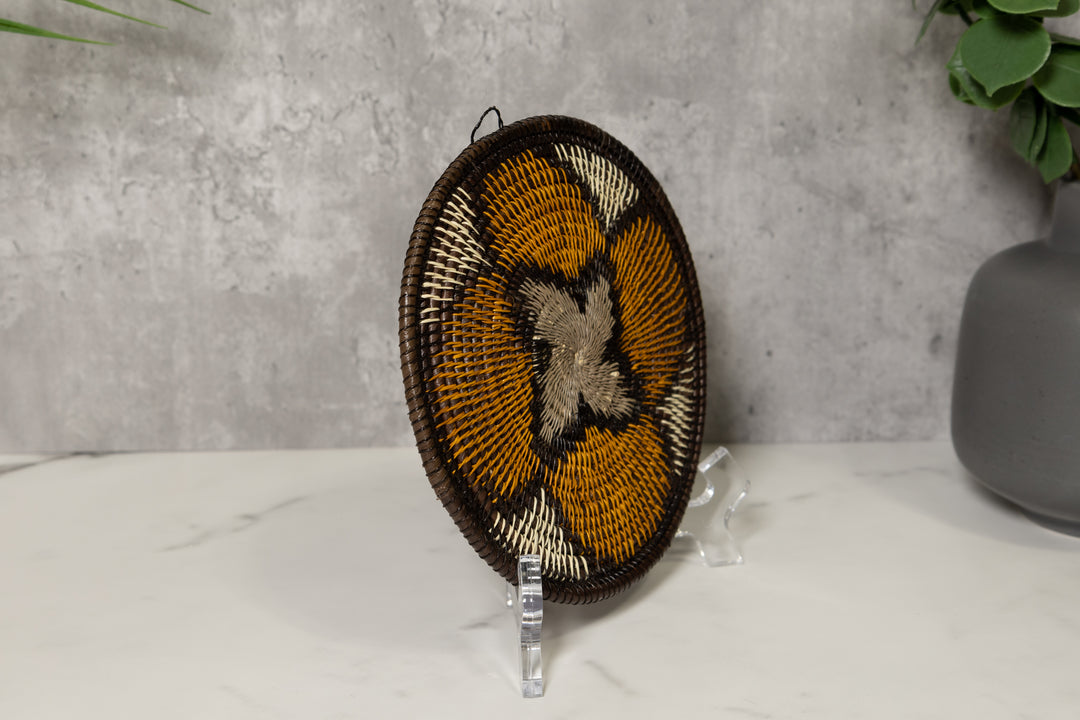 Gold Hibiscus Flower Basket Plate