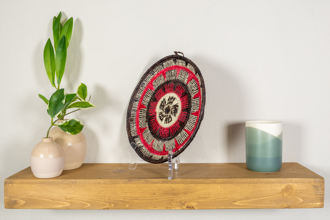 Black Red And White Solar Sunrise Basket Plate
