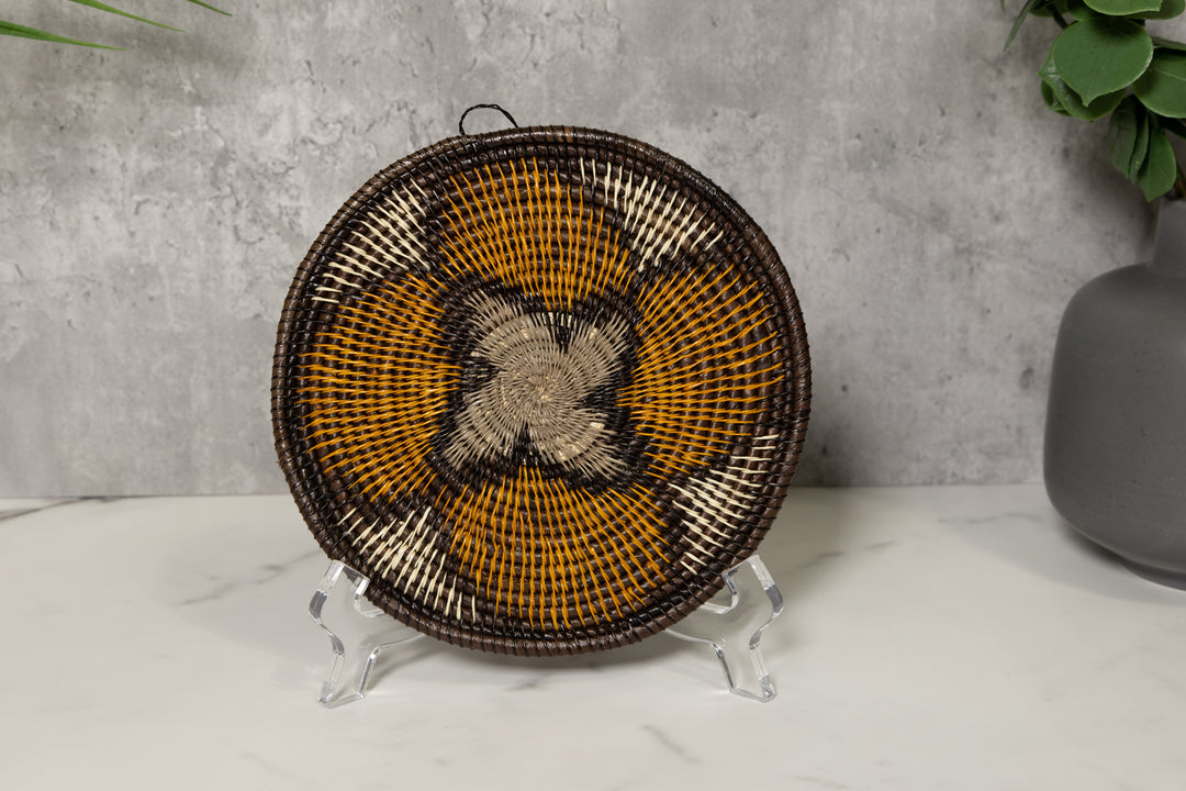 Gold Hibiscus Flower Basket Plate