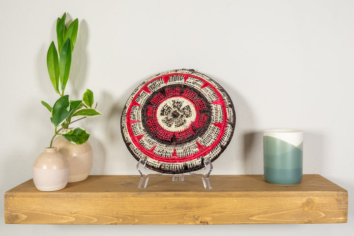 Black Red And White Solar Sunrise Basket Plate