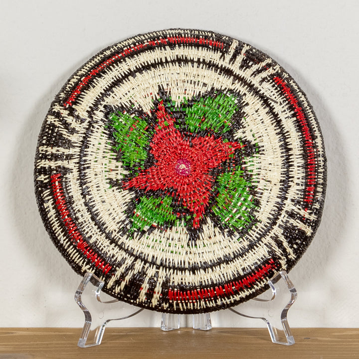 Red And Green Spiral Flower Small Basket Plate