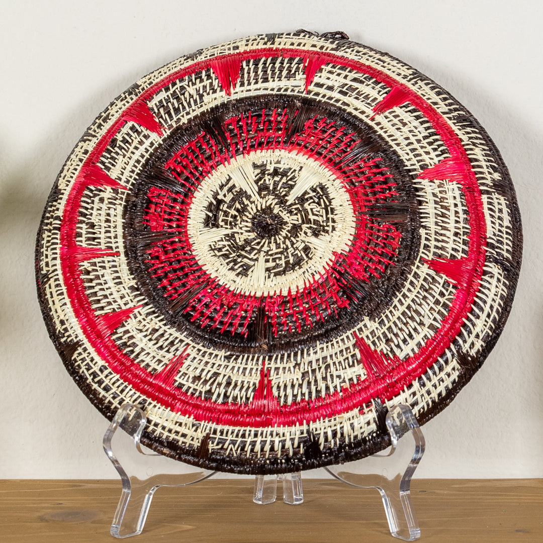 Black Red And White Solar Sunrise Basket Plate