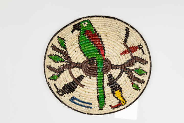 Green Parrot on Branch Basket Plate