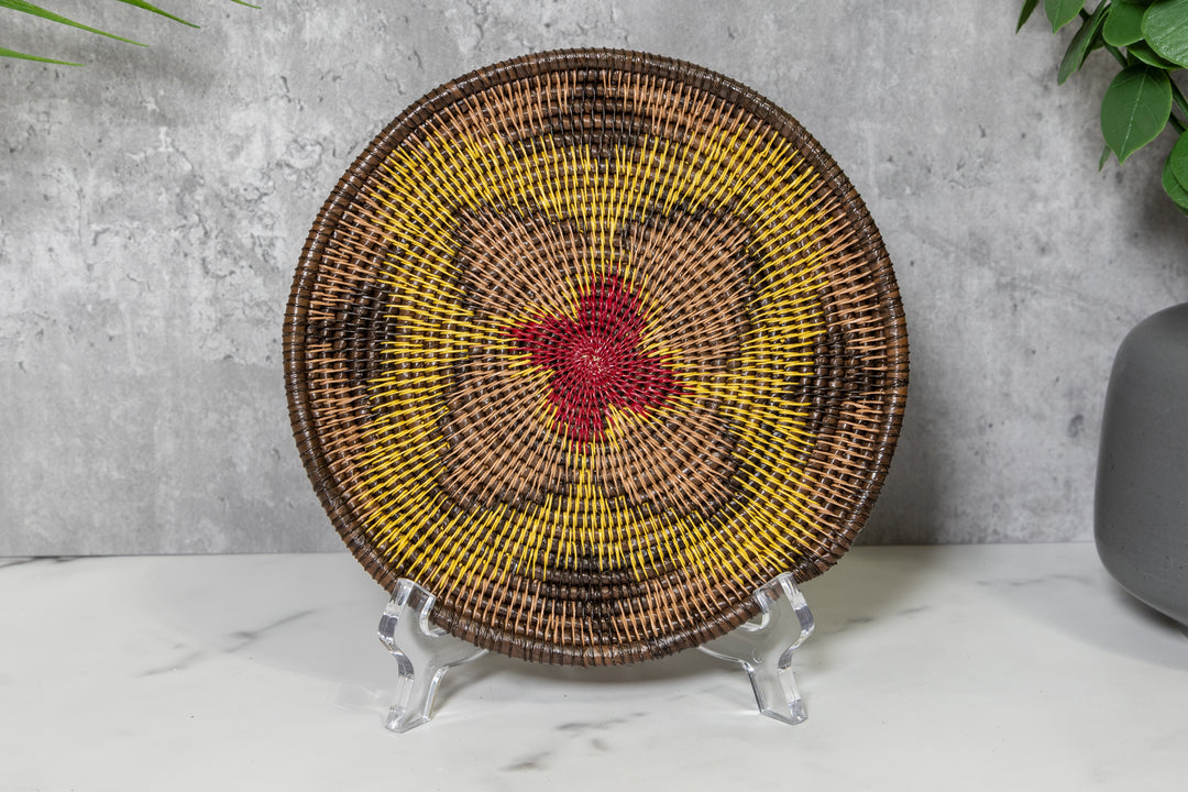 Red Center Buttercup Floral Flower Basket Plate