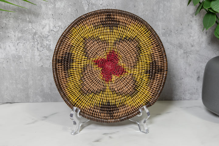 Red Center Buttercup Floral Flower Basket Plate