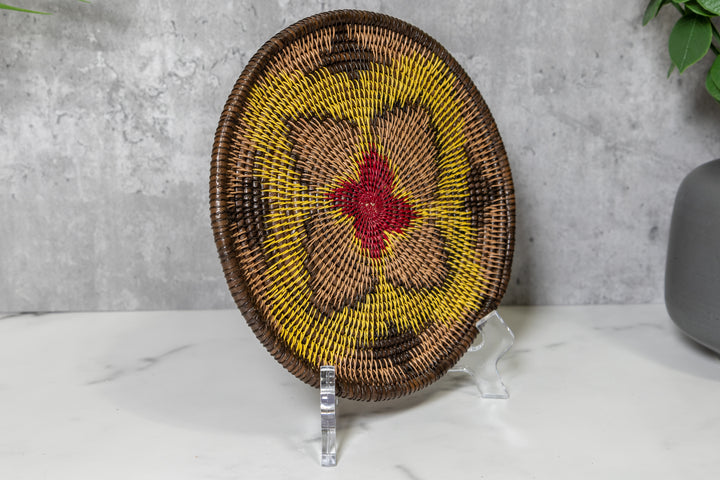 Red Center Buttercup Floral Flower Basket Plate