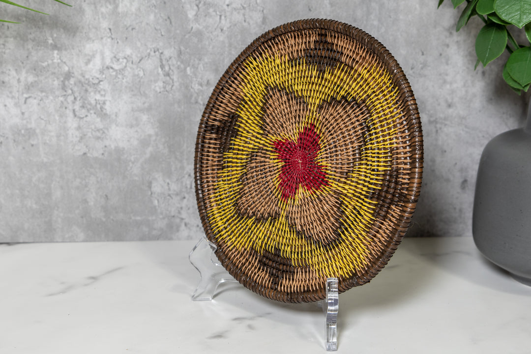 Red Center Buttercup Floral Flower Basket Plate