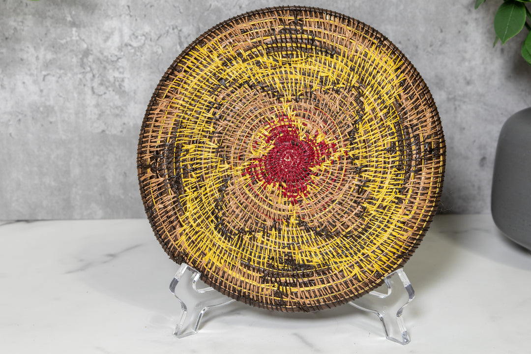 Red Center Buttercup Floral Flower Basket Plate