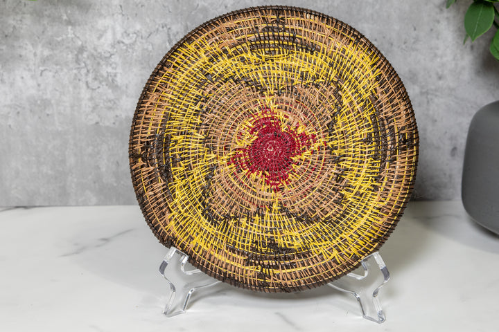 Red Center Buttercup Floral Flower Basket Plate