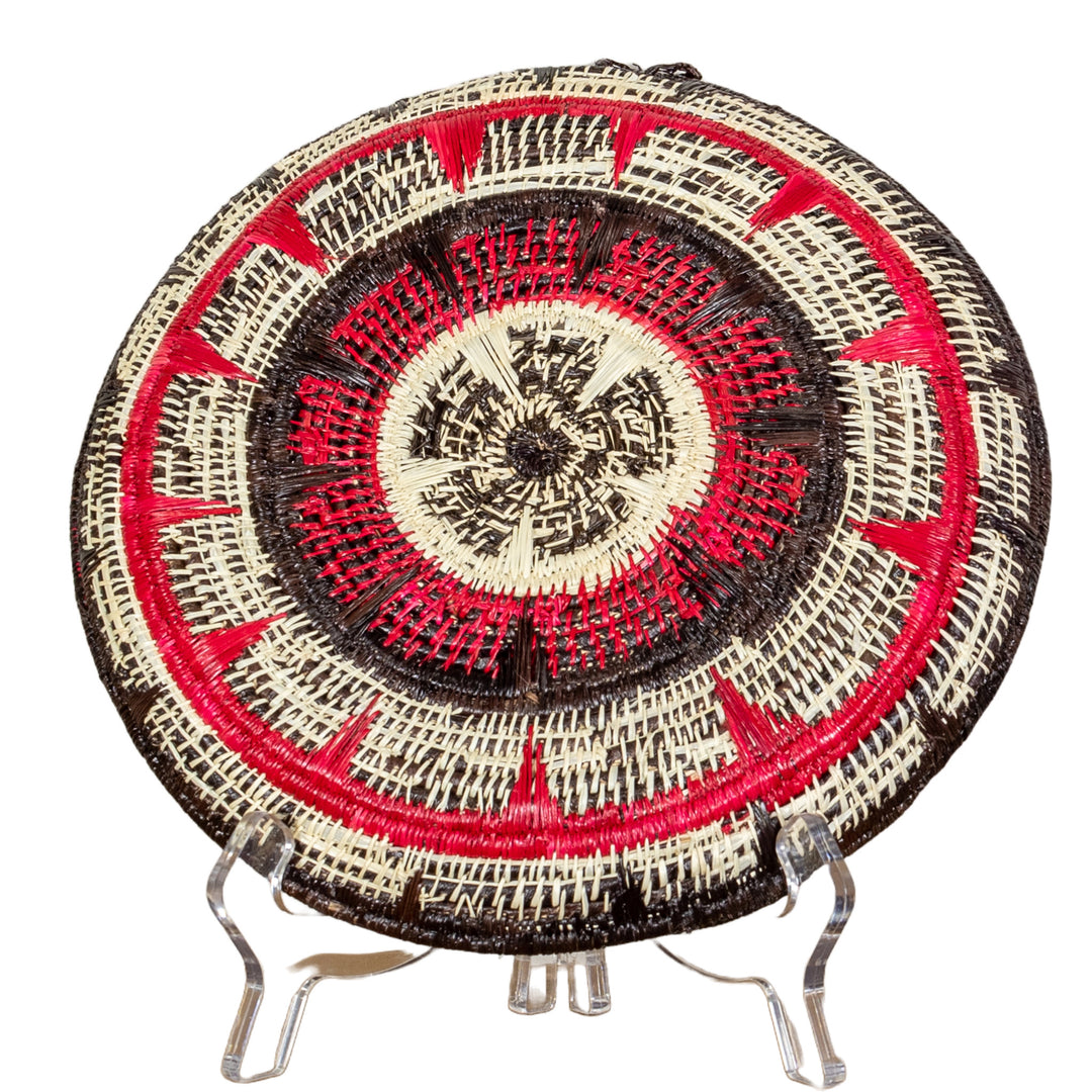 Black Red And White Solar Sunrise Basket Plate
