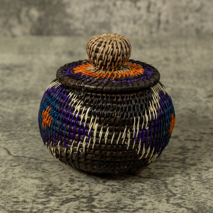 Purple White And Orange Rainforest Basket With Top