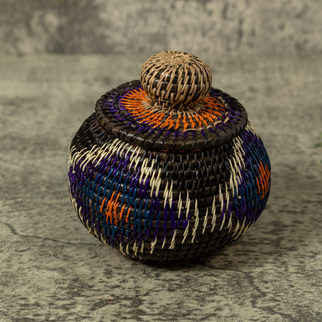 Purple White And Orange Rainforest Basket With Top