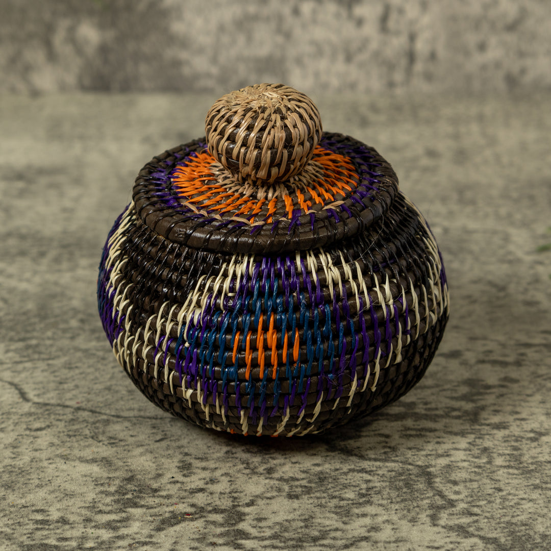 Purple White And Orange Rainforest Basket With Top