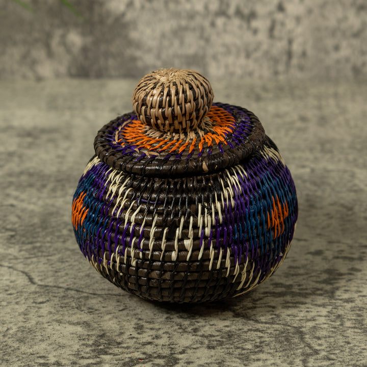 Purple White And Orange Rainforest Basket With Top