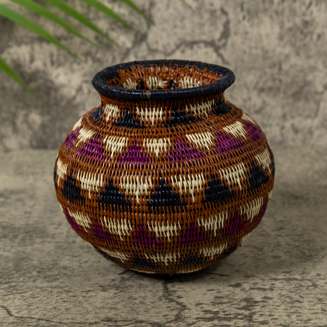 Black Brown And White Feathered Design Rainforest Basket