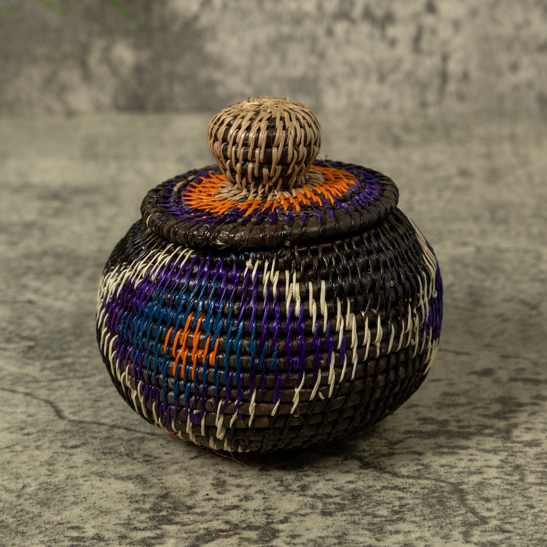 Purple White And Orange Rainforest Basket With Top