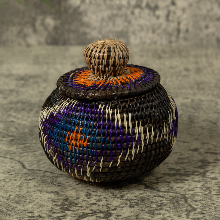 Purple White And Orange Rainforest Basket With Top