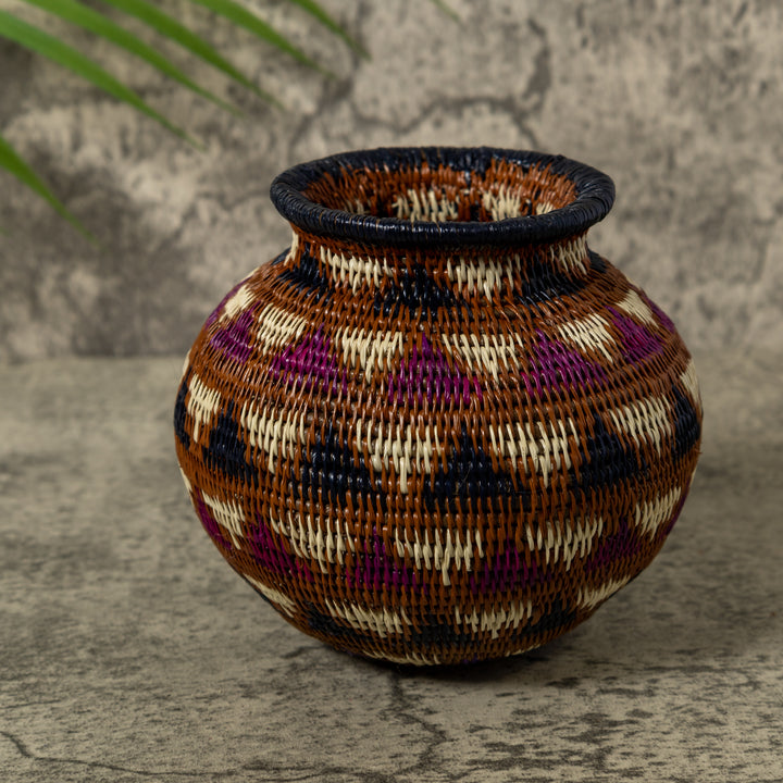 Black Brown And White Feathered Design Rainforest Basket