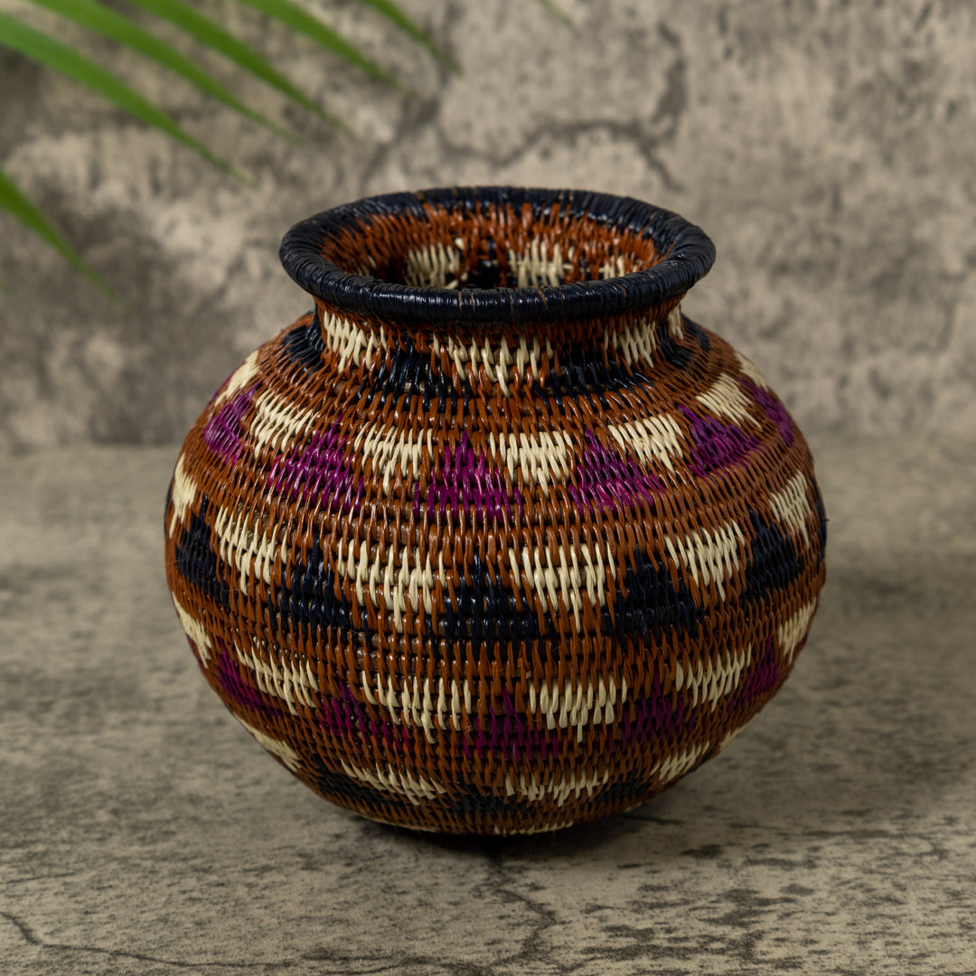 Black Brown And White Feathered Design Rainforest Basket