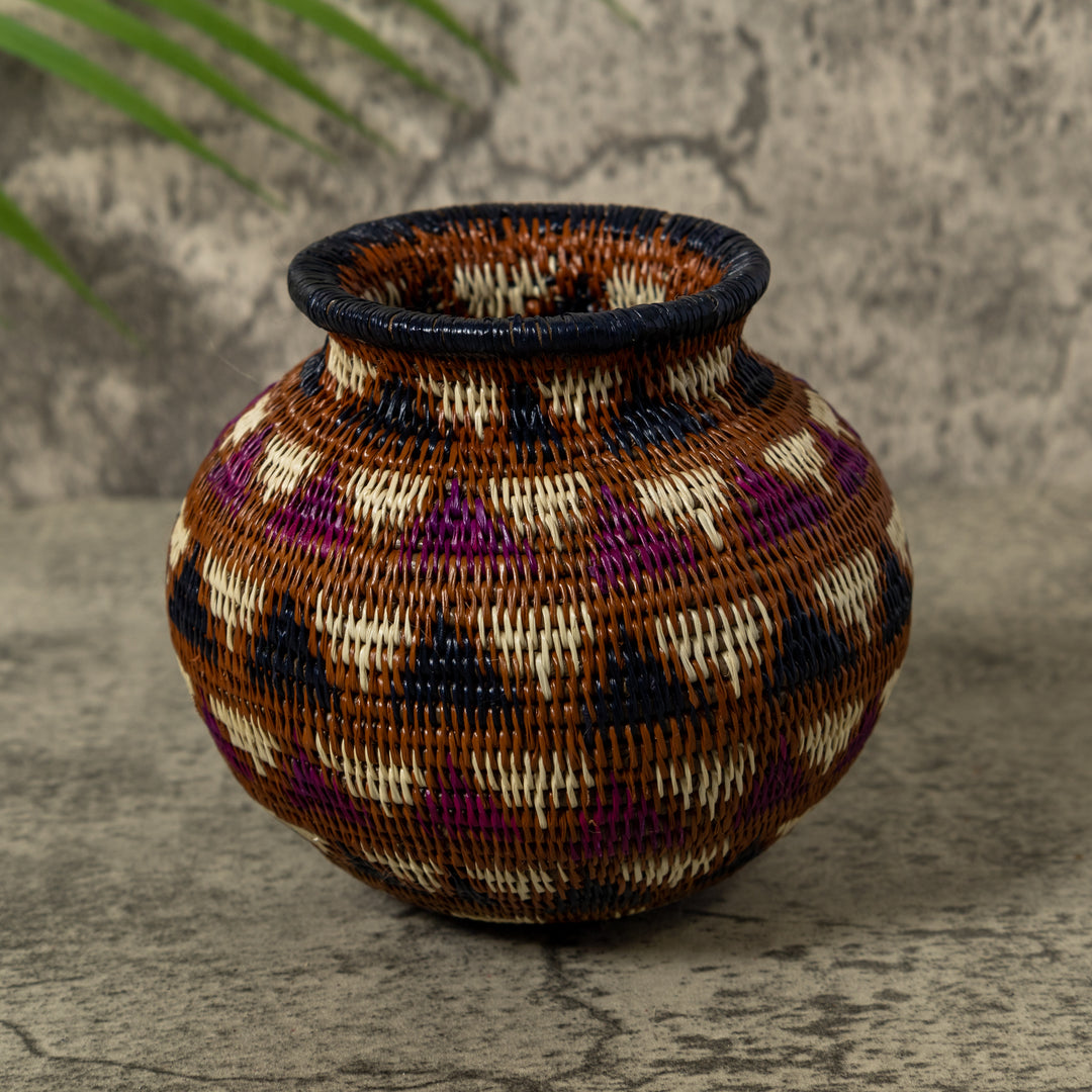 Black Brown And White Feathered Design Rainforest Basket