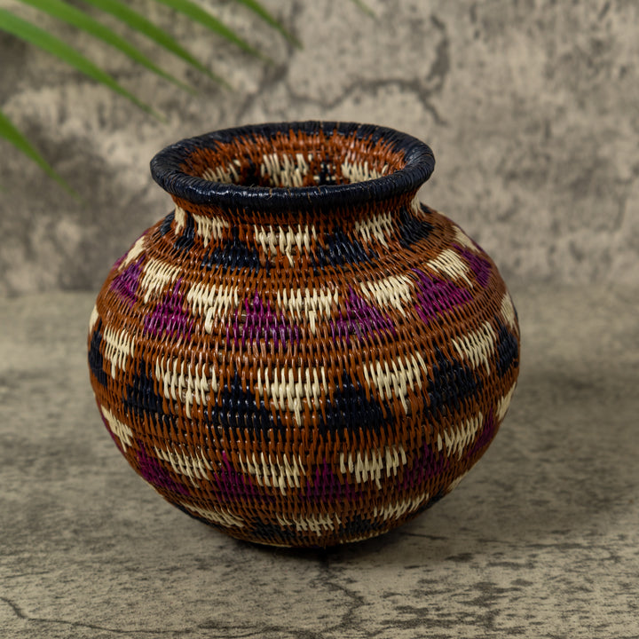 Black Brown And White Feathered Design Rainforest Basket