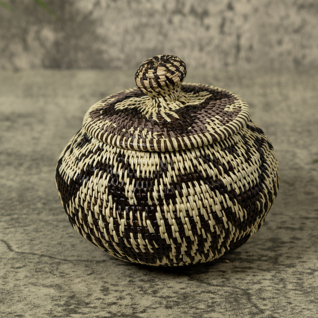 Black And White Rainforest Basket With Top