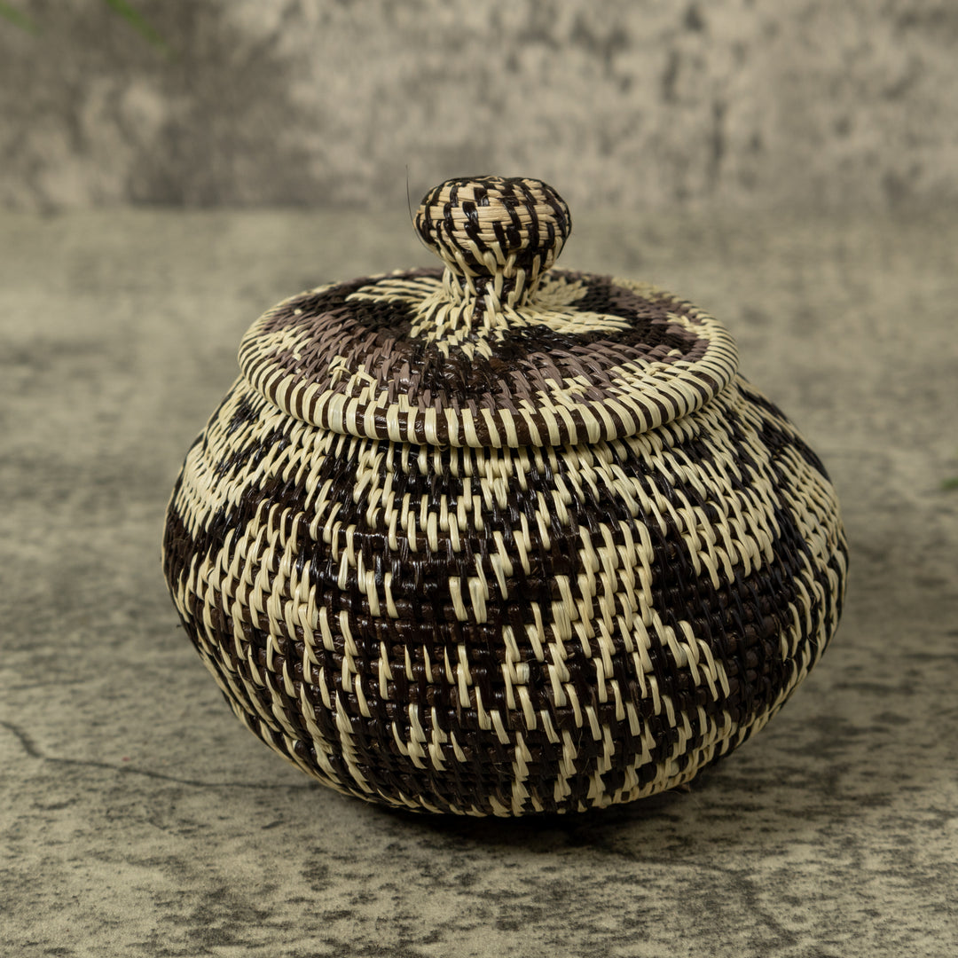 Black And White Rainforest Basket With Top