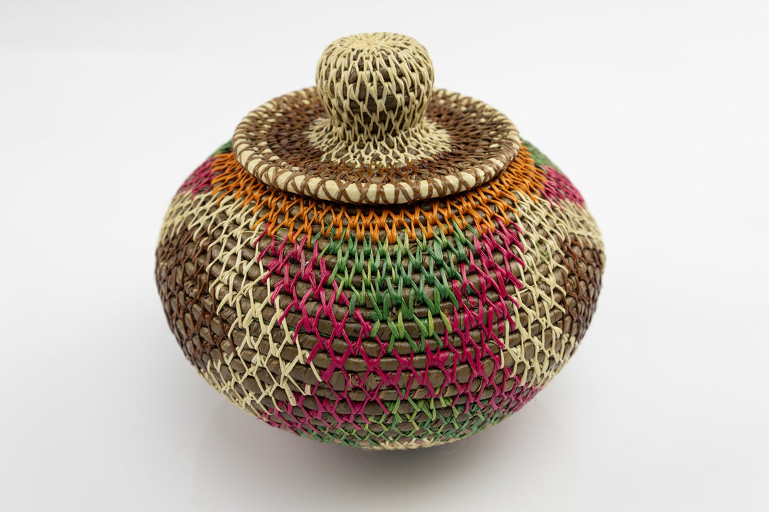 Hand Woven Basket with Top Made By Wounaan And Emberá Panama Indians. Bowl Basket, Woven Basket, Basket Decor, Woven Storage