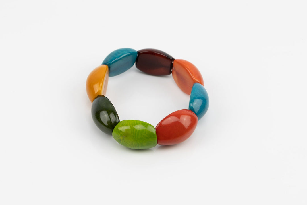 Hand Made Rainbow Tagua Nut Bracelet Ecuador