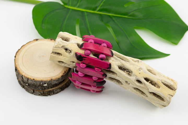 Classic Hand Made and Dyed Tagua Nut Bracelet Ecuador