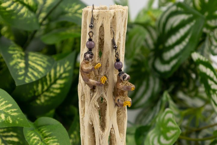 Hand Carved Sloth Necklace and Earrings Panama