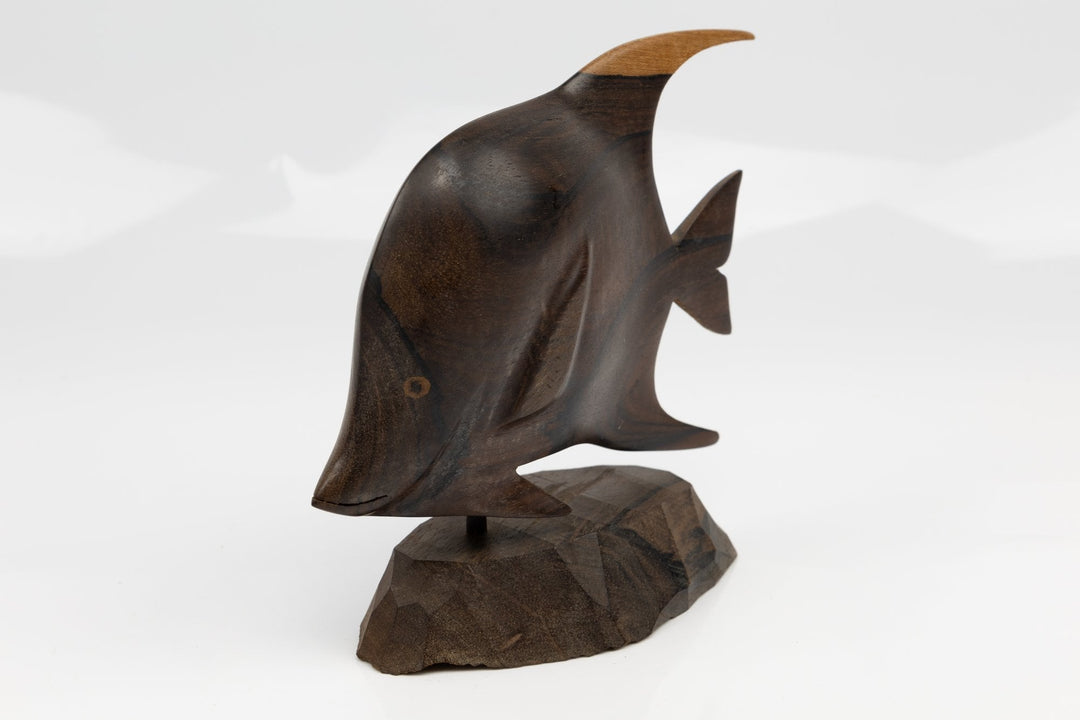 Tropical Fish Hand Carved Cocobolo Wood Sculpture Made By Indigenous Artisans