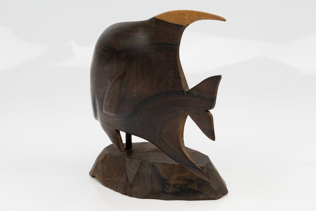 Tropical Fish Hand Carved Cocobolo Wood Sculpture Made By Indigenous Artisans