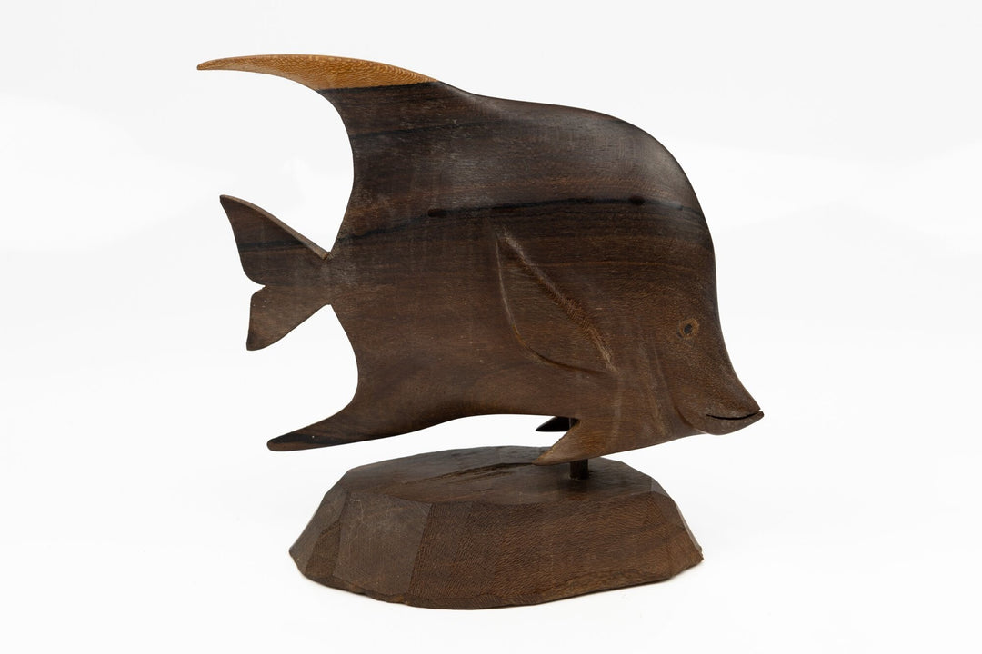 Tropical Fish Hand Carved Cocobolo Wood Sculpture Made By Indigenous Artisans