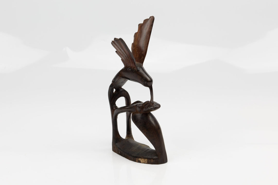 Hummingbird Hand Carved Cocobolo Wood Sculpture Made By Indigenous Artisans