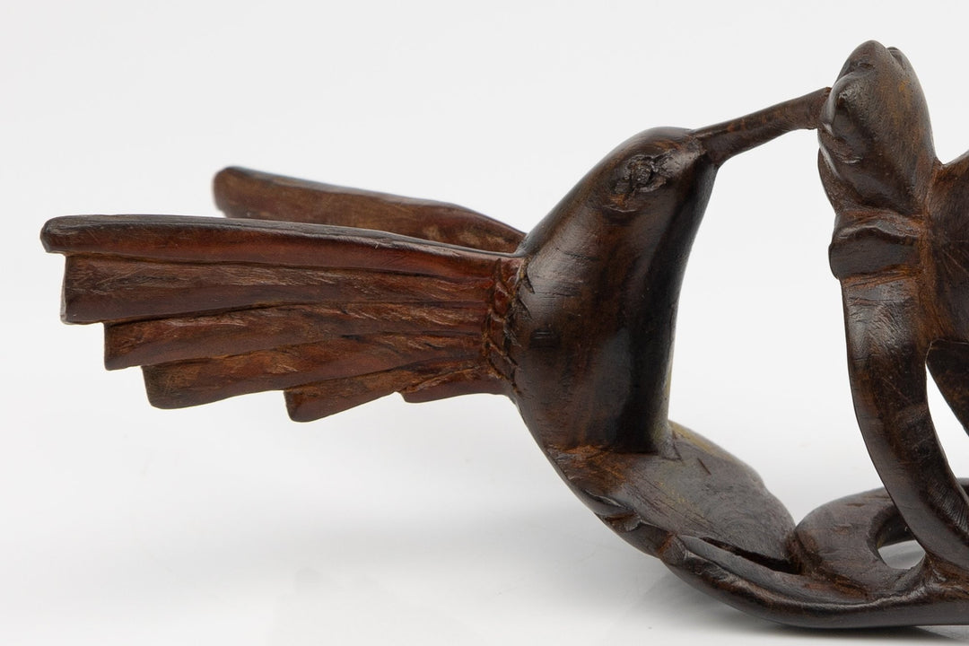 Hummingbird Hand Carved Cocobolo Wood Sculpture Made By Indigenous Artisans